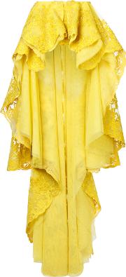 . Embellished Hi Low Gown Women Silk 40, Yelloworange