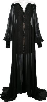 . Mousselin Long Cape Dress Women Silk 42, Women's, Black