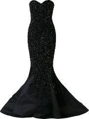 . Strapless Fishtail Gown Women Silk 40, Women's, Black