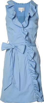 Ruffle Trim Wrap Dress Women Cottonpolyamidepolyesteracetate 6, Women's, Blue