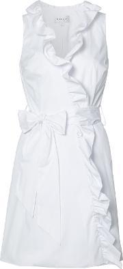 Ruffle Trim Wrap Dress Women Cottonspandexelastanepolyimide 2, Women's, White