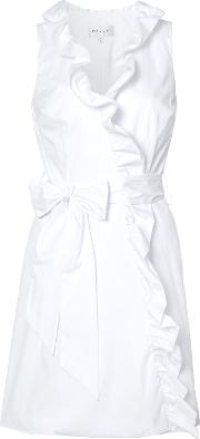 Ruffle Trim Wrap Dress Women Cottonspandexelastanepolyimide 4, White