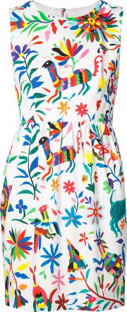 Sleveless Floral And Animal Print Dress Women Cottonspandexelastane 2, White
