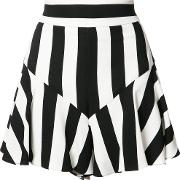 Striped Ruffled Shorts Women Polyesterspandexelastaneviscose 6, Black