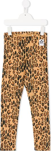 Mini Rodini Leopard Print Leggings Kids Organic Cottonspandexelastane 9 Yrs, Brown 