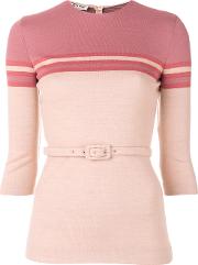 Miu Miu Belted Knitted Jumper Women Acrylicpolyestervirgin Wool 38, Pinkpurple 