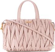 Miu Miu Quilted Tote Women Calf Leather One Size, Pinkpurple 