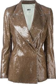 Double Breasted Sequin Blazer Women Polyesterviscose 38, Women's, Brown