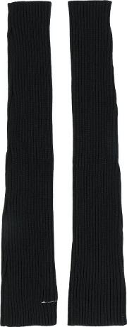 Long Fingerless Gloves Women Wool S, Black