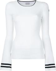 Flared Sleeve Knitted Top Women Polyesterviscose M, White