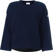 Loose Fit Sweatshirt Women Polyestervirgin Wool Xs, Blue