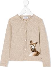 Embellished Fox Motif Knitted Cardigan 