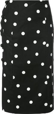 Polka Dot Pencil Skirt Women Cottonspandexelastane 4, Black