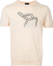 Deck Chair Knit T Shirt Men Cotton Xs, White