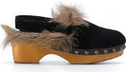 Studded Clog Sandals Women Suederabbit Furwoodrubber