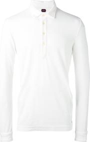 Long Sleeve Polo Shirt Men Cotton L, White