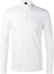 Long Sleeve Polo Shirt Men Cotton M, White