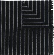 Striped Scarf Men Polyamidevirgin Wool One Size, Black