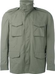 Zip Up Field Jacket Men Cottonviscose 50, Green