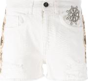 Embellished Denim Shorts Women Cottonspandexelastane 38, White