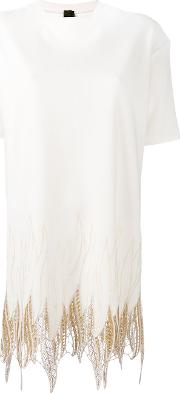 Lace Hem T Shirt Dress Women Polyamidespandexelastaneviscose 40, White