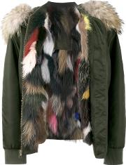 Mr & Mrs Italy Multi Coloured Fur Lined Bomber Jacket Women Fox Furpolyamidepolyurethane Xxs, Green 
