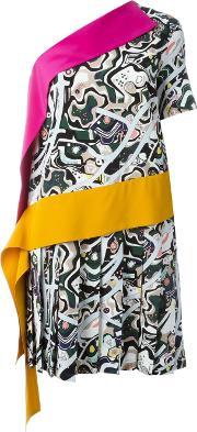 Abstract Print Asymmetric Dress Women Silk 40, Women's