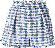 Fringed Plaid Shorts Women Cottonacrylicpolyamidevirgin Wool 44, Blue