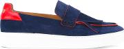 Fringed Slip On Sneakers Men Leathercalf Suederubber 43, Blue