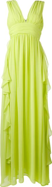 Msgm Chiffon Ruffle Detail Gown Women Polyester 44, Green 