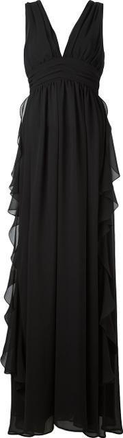 Msgm V Neck Gown Women Polyester 46, Black 