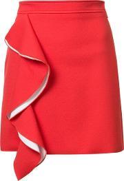 Ruffled Front Mini Skirt Women Polyesterspandexelastaneviscose 40, Women's, Red