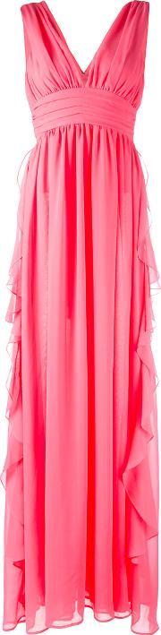 V Neck Gown Women Polyester 44, Pinkpurple