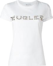Studded Logo T Shirt Women Cotton M, White