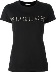 Studded Logo T Shirt Women Cotton M, Women's, Black