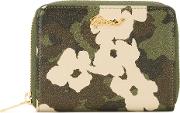 Floral Camouflage Print Wallet Women Calf Leather One Size, Women's, Green