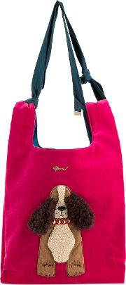 Muveil Dog Embellished Shoulder Bag Women Cotton One Size, Pinkpurple 