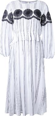 Striped Mid Dress Women Cotton 40, Women's, White