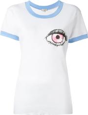 Eye Print T Shirt Women Cotton S, White