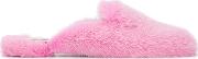 Natasha Zinko Mink Fur Flat Slippers Women Leathermink Fur 36, Pinkpurple 