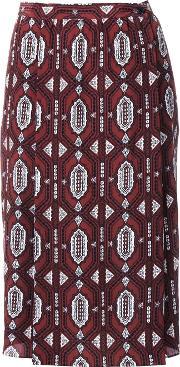 Foulard Print Skirt Women Silk 38, Women's, Red
