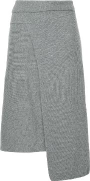 Nehera Asymmetric Hem Rib Knitted Skirt Women Virgin Wool S, Grey 