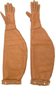 Nehera Long Leather Gloves Women Sheep Skinshearling 16.5, Brown 
