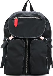Buckled Backpack Men Leathernylon One Size, Black