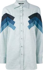 Chevron Detail Shirt Women Cotton M, Blue