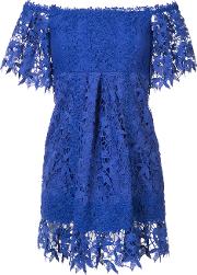 Embroidered Off Shoulder Dress Women Cottonnylonpolyester Xs, Blue