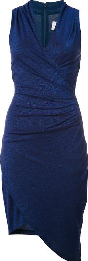 Shimmer Effect Wrap Dress Women Nylonpolyesterspandexelastaneviscose Xs, Blue