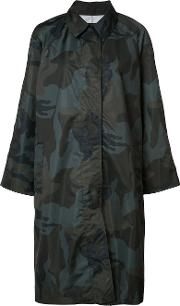 Camouflage Midi Coat Women Polyester Xss, Women's, Green