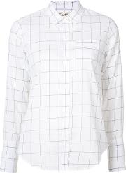 Checked Shirt Women Cotton S, White