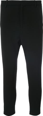 Cropped Trousers Women Polyesteracetate 2, Black